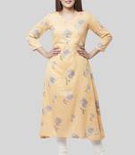 Melon Orange Angrakha Kurti with Off-White Churidaar