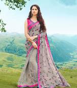 grey printed georgette saree with blouse