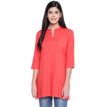 Pink plain Rayon tunics 1