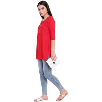 Red plain Rayon tunics 2