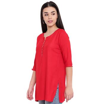 Red plain Rayon tunics 3