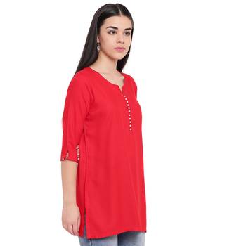 Red plain Rayon tunics 4