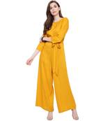 Yellow plain Rayon Jumpsuit