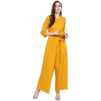 Yellow plain Rayon Jumpsuit 2