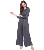 Grey plain Rayon Jumpsuit