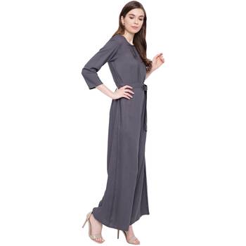Grey plain Rayon Jumpsuit 4