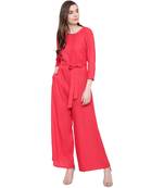 Pink plain Rayon Jumpsuit