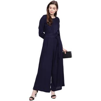 blue plain Rayon Jumpsuit 2