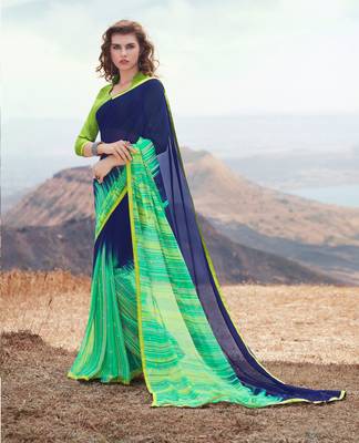 multicolor printed georgette saree with blouse 1