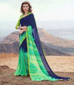 multicolor printed georgette saree with blouse