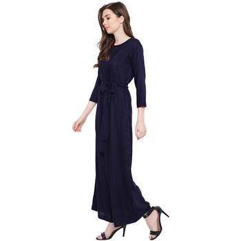 blue plain Rayon Jumpsuit 3