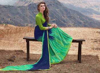 multicolor printed georgette saree with blouse 2
