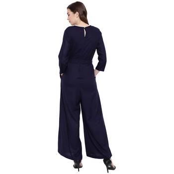 blue plain Rayon Jumpsuit 5