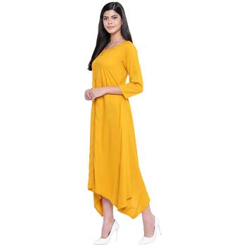 Yellow plain Rayon dresses 3
