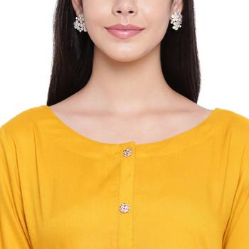 Yellow plain Rayon dresses 5