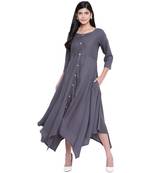 Grey plain Rayon dresses