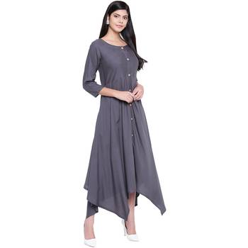 Grey plain Rayon dresses 3