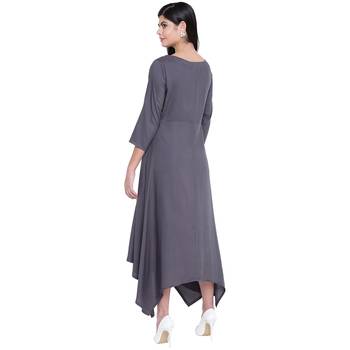 Grey plain Rayon dresses 4