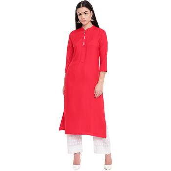 Red plain Rayon kurtis 1