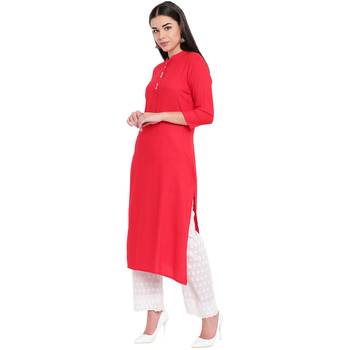 Red plain Rayon kurtis 2