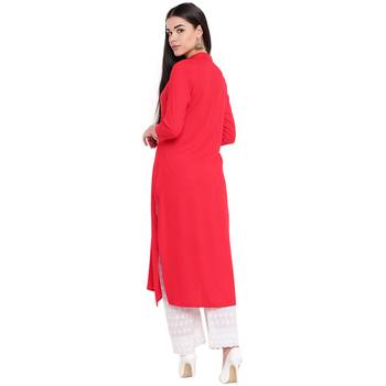 Red plain Rayon kurtis 3