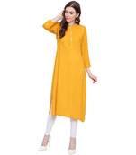 Mustard plain Rayon kurtis