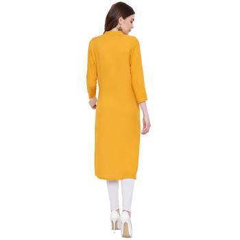 Mustard plain Rayon kurtis 4