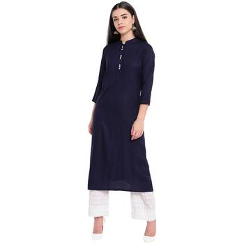 Navy plain Rayon kurtis 1