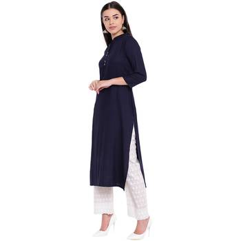 Navy plain Rayon kurtis 2