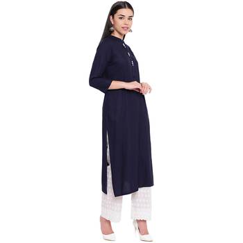 Navy plain Rayon kurtis 3