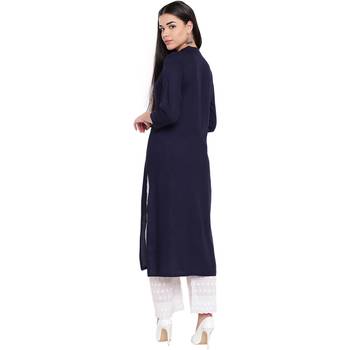 Navy plain Rayon kurtis 4