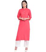 Pink plain Rayon kurtis