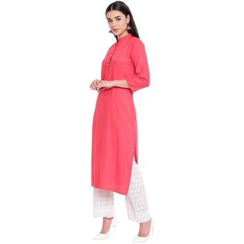 Pink plain Rayon kurtis 2