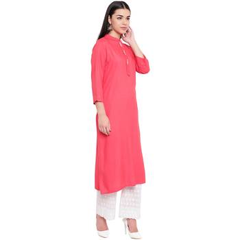 Pink plain Rayon kurtis 3