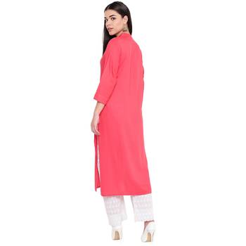 Pink plain Rayon kurtis 4
