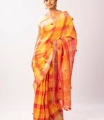 Yellow Linen Bengal Handloom saree with blouse