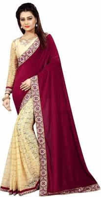 Maroon Embroidered Brasso Saree With Blouse 1