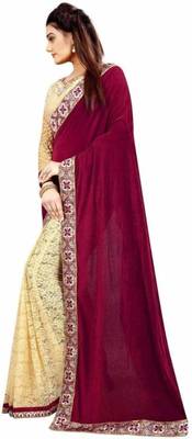 Maroon Embroidered Brasso Saree With Blouse 2