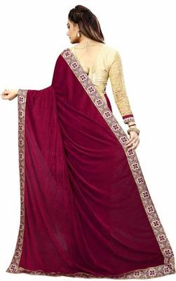 Maroon Embroidered Brasso Saree With Blouse 3