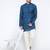 Blue Printed Cotton Men Kurta 
