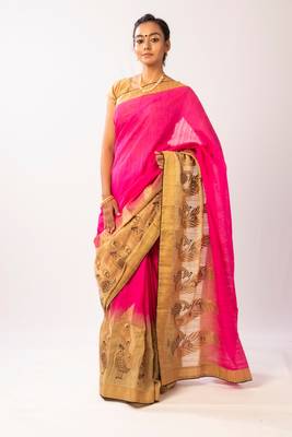 Pink Art Silk Embroidered Saree With Blouse 1