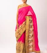 Pink Art Silk Embroidered Saree With Blouse