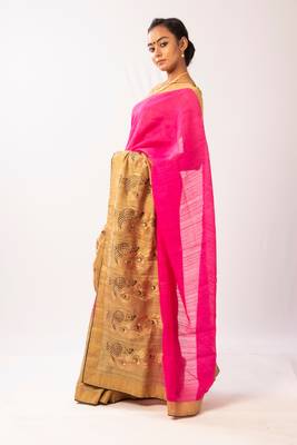 Pink Art Silk Embroidered Saree With Blouse 2