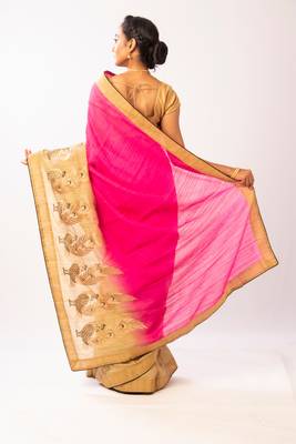Pink Art Silk Embroidered Saree With Blouse 3