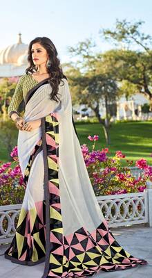 multicolor printed georgette saree with blouse 1