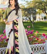 multicolor printed georgette saree with blouse