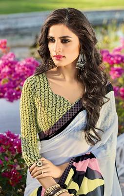 multicolor printed georgette saree with blouse 2