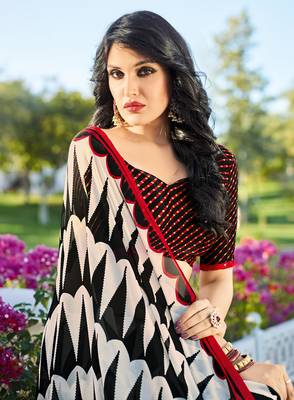 multicolor printed georgette saree with blouse 2