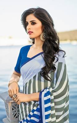 multicolor printed georgette saree with blouse 2