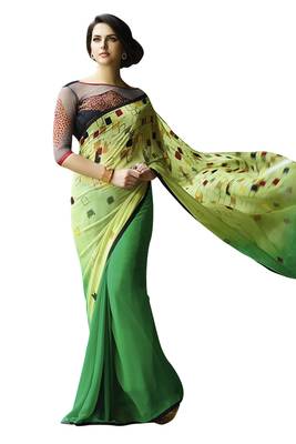 multicolor printed georgette saree with blouse 1
